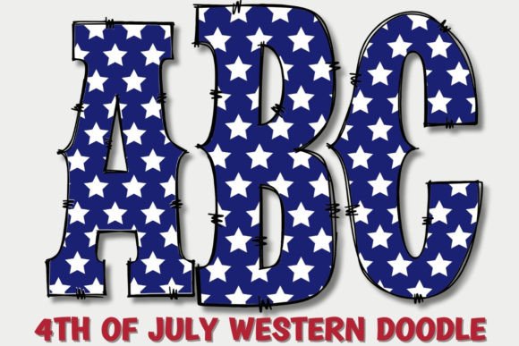 4th of July Western Doodle Letters PNG Guide
