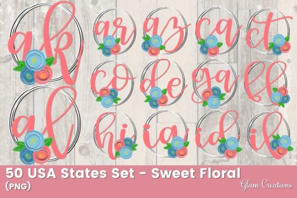 Blooming Patriotism: A Guide to the 50 USA States Sweet Floral Art Set