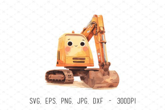 Bringing the Construction Theme to Life with Watercolor Baby Shower Excavator Clipart