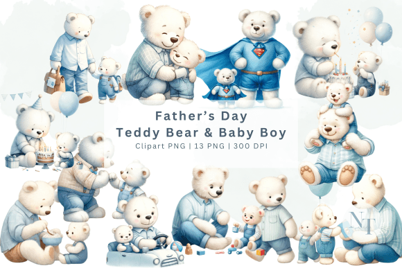 Enhancing Father's Day Creativity with Teddy Bear Baby Boy Clipart PNG Collections