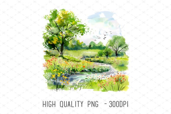 Evaluating Watercolor Spring Summer Scenery Clipart for Creative Projects