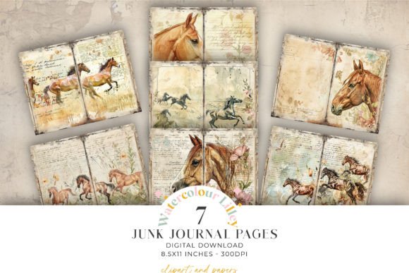 Horse Junk Journal Pages: A Creative Resource for Crafters and Designers