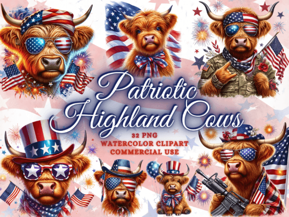 Patriotic Png - Highland Cow Clipart Png: A Modern Twist on Americana