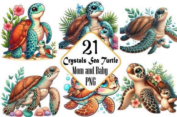 Practical Evaluation of Crystals Sea Turtle Mom and Baby Clipart