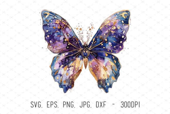 Purple Watercolor Butterfly Clipart Svg