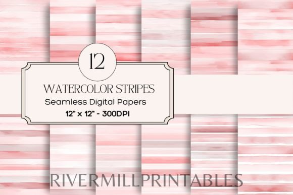 Seamless Watercolor Stripes in Pink