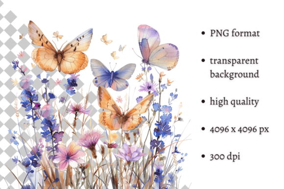 Spring Butterflies and Flowers Clipart