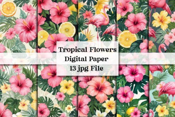 Summer Tropical Flowers Seamless Pattern