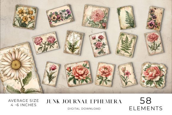Transforming Digital Art into Tangible Memories with Flower Floral Junk Journal Cards