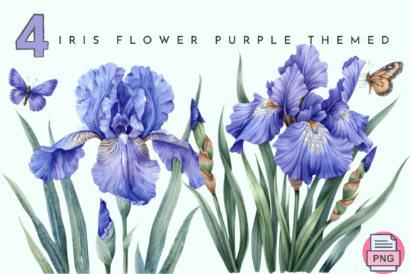 Unlocking Creativity with the Iris Flower Watercolor Purple Floral Digital Collection