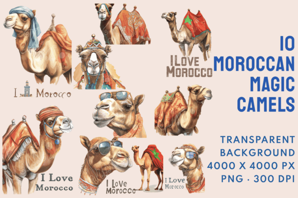 Watercolor Morocco Camel Clip Art Bundle
